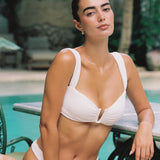 Olivia Bikini Top - White Crinkle