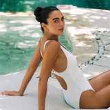 Amy, One Piece Swimsuit - White Crinkle
