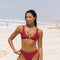 Girl wearing cherry red full coverage bikini